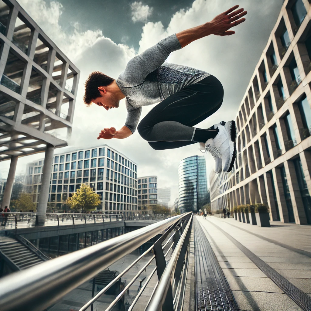parkour : athlète franchissant un mur