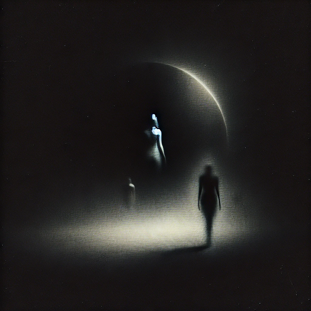 under the skin - composition abstraite inspirée de la mise en scène du film, jouant sur les ombres et le vide pour évoquer son minimalisme esthétique