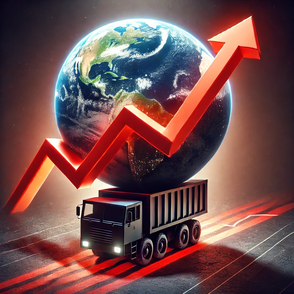Décroissance : Une planète Terre minuscule écrasée sous le poids d’un graphique de croissance exponentielle